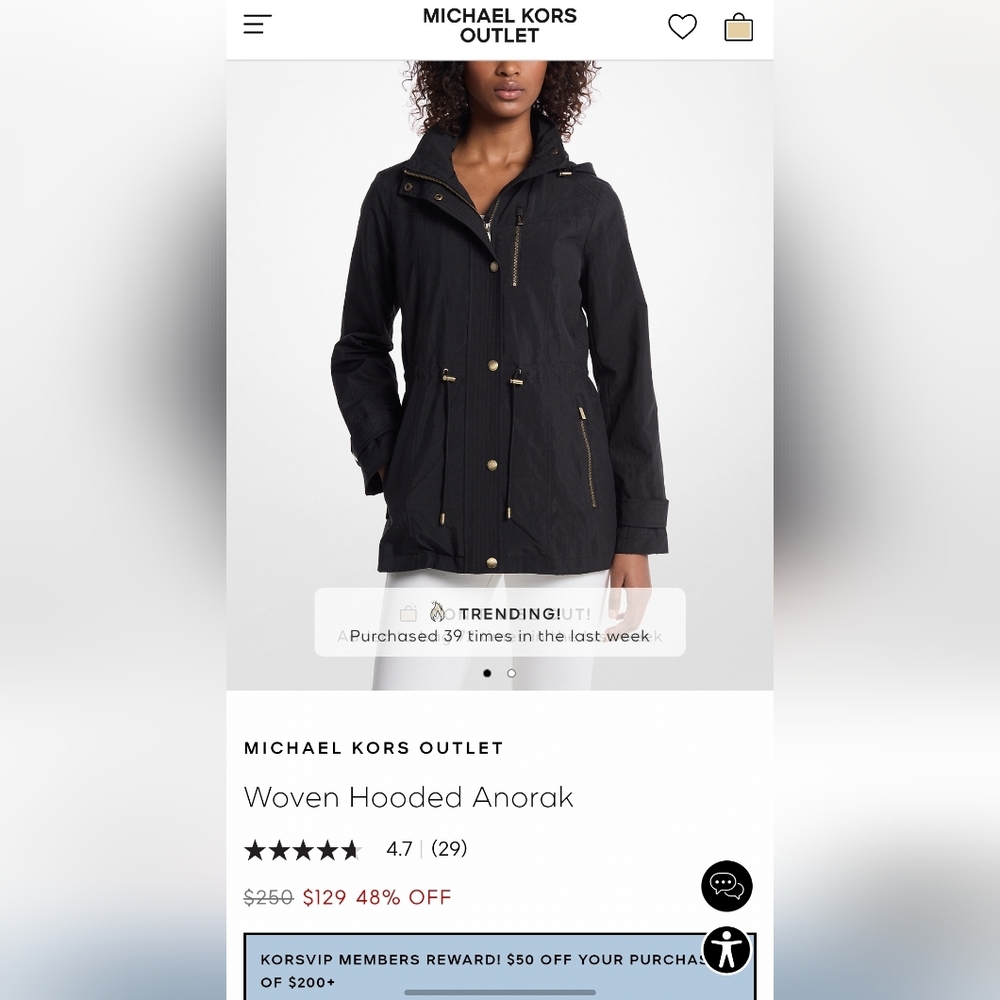 Michael Kors Black Utility Jacket with Stand-Up Collar